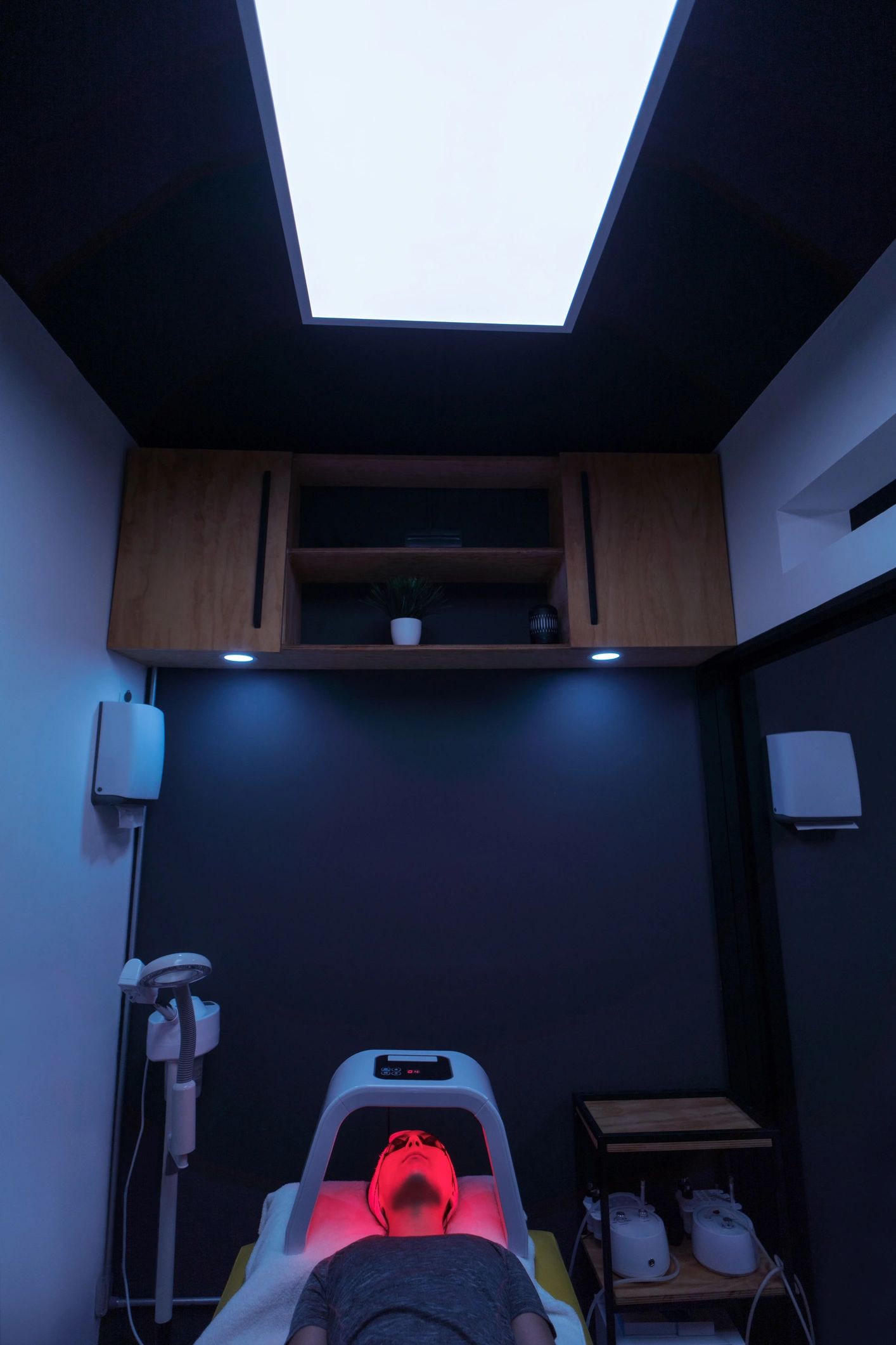 modern medical spa dark interior